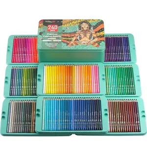 סיטונאי 240 צבעים עץ עפרונות עט להגדיר צבע hb עיפרון עבור ציור עם תיבת מתכת
