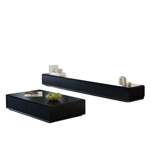 Modern Minimalist Tv Cabinet And <b>Coffee</b> <b>Table</b> Set White Solid Wood Storage Living Room Furniture With Drawers - Product Image 5