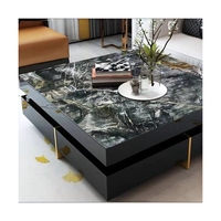 Table de salle à manger en marbre rectangulaire en quartzite verte de luxe Table centrale basse