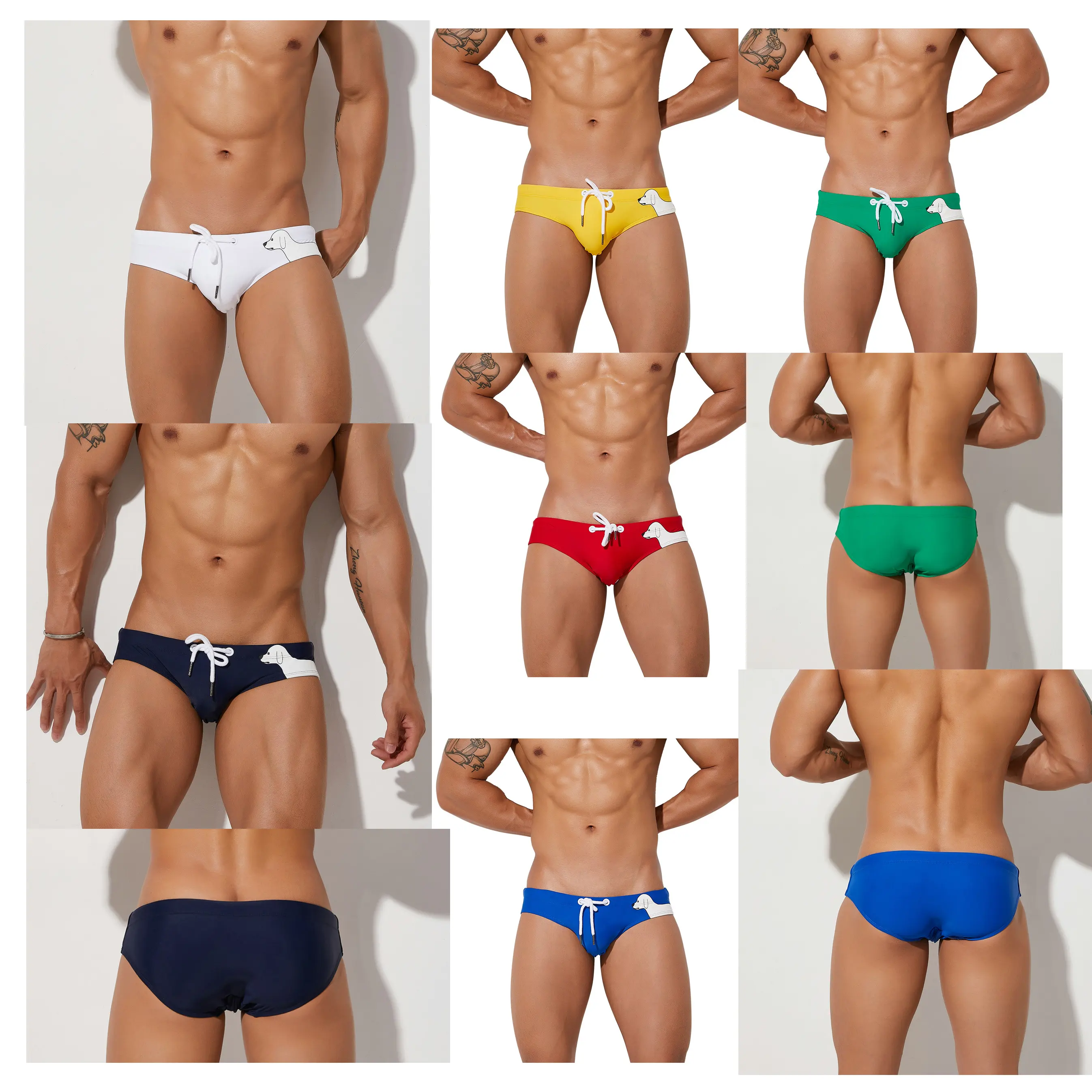 Customized Fast Delivery Mens Boys Hot Sexy Drawstring Swimming Short Pants Swimsuit Swimwear Briefs