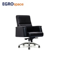 EGROspace Chaise de bureau en cuir de luxe moderne, pivotante, pour réception, réunion, formation et visiteurs