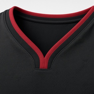 Customizable Basketball Jersey Men's Sleeveless V-Neck Moisture Wicking Mesh Tank <b>Top</b> Number 14 Black <b>Red</b> White <b>Stripe</b> - Product Image 4