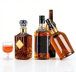 Botella de Licor de Cristal Transparente de 500 ml de Alta Gama, Personalizada, con Corcho, para Whisky, Vodka, <span class=keywords><strong>Vino</strong></span>, Directo de Fábrica, Gloriosa - Product Image 1