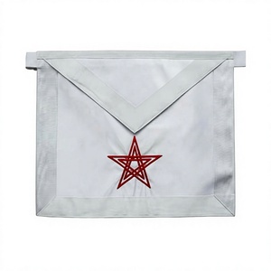 Insignias de Cuero Blanco de 28.º Grado AASR, Bordadas a Mano con Estrella Roja, Decoración con Cuentas Personalizadas, Fijación Magnética, Bolsas Clásicas - Product Image 1