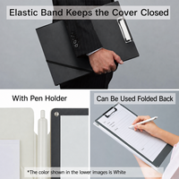 Portapapeles Plegable de 360 Grados con Banda Elástica y Soporte para Bolígrafo, Carpeta de Archivos de Plástico PP Negra, Tablero de Escritura para Negocios
