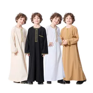 Grosir 2021 baju anak-anak Muslim gaun doa Abaya pakaian Islami Afrika dengan lengan panjang anak-anak Abaya Logo kustom