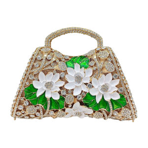 Women Floral Rhinestone Clutch Sparkling Evening Handbag <b>Beaded</b> Crystal Purse For Party - Product Image 2