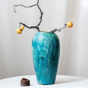 Elegante <span class=keywords><strong>Vaso</strong></span> in <span class=keywords><strong>Ceramica</strong></span> <span class=keywords><strong>Turchese</strong></span> con Rami - <span class=keywords><strong>Vaso</strong></span> Decorativo Vintage Ispirato all'Asia per Soggiorno, Sala da Tè, Matrimonio - Product Image 3