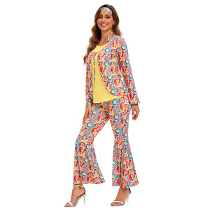 Costume hippie unisexe pour adulte, tenue rétro des années 70 pour Halloween, spectacle sur scène - Product Image 3