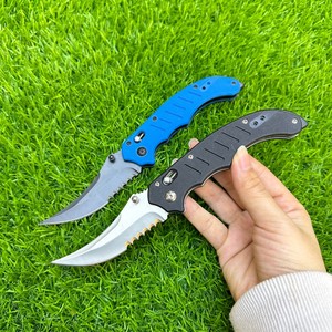 Cool Shape 440C Acero Axial Lock Premium Camping Cuchillo plegable con escala G10 Satén Pulido Pico Hoja dentada Cuchillo plegable - Product Image 1