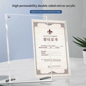 Tùy chỉnh A4 A5 <span class=keywords><strong>A3</strong></span> Tabletop Acrylic giấy chứng nhận tài liệu hiển thị đứng treo tường rõ ràng Acrylic khung hình - Product Image 3