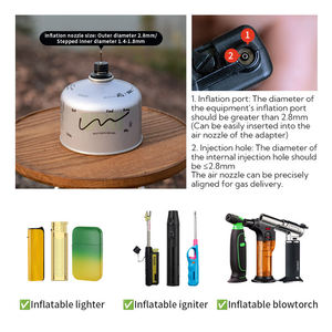 Adaptateur de recharge de <span class=keywords><strong>gaz</strong></span> Campingmoon noir, embout de remplissage de <span class=keywords><strong>butane</strong></span>, convertisseur de cartouche de <span class=keywords><strong>butane</strong></span> en briquet torche de plein air - Product Image 4