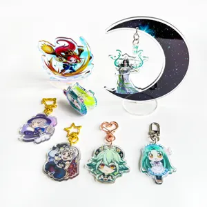 Factory Make Your Own Keychain Custom LOGO Printed Acrylic Charms Epoxy Keychains Free Sample Plastic Cartoon Anime Keychain