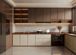 Vente chaude Armoire de cuisine en bois de luxe sur mesure Design classique naturel Armoire de cuisine - Product Image 2