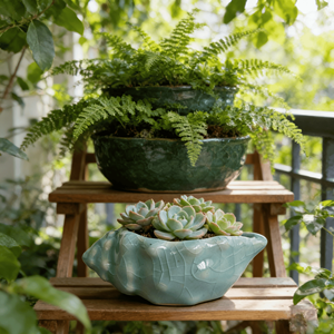 Maceta de Cerámica para Suculentas de Escritorio, con Orificio de Drenaje, Mini Maceta Creativa de Cerámica Rústica, Decoración Retro para el Hogar - Product Image 5