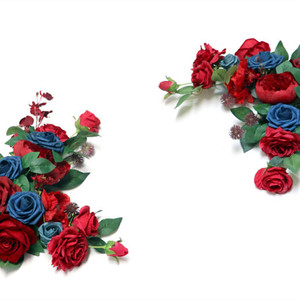 Bouquet de roses artificielles en soie bleu rose rouge incarnadine, en promotion, pour décoration de mariage - Product Image 4