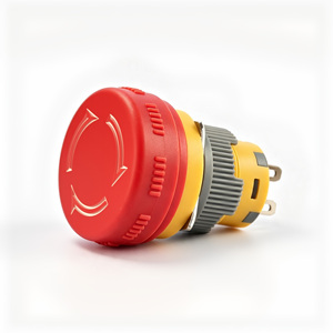 Botón pulsador metálico de parada de emergencia IP65 con bloqueo para protección del panel de control de secadora - Product Image 1