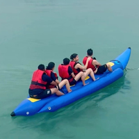 JUNAO Q-1 Bateau banane gonflable de résistance en eau, en PVC de 0,9 mm d'épaisseur, capacité de 500 kg, usage commercial, pour eau de mer, type Flying Fish 10