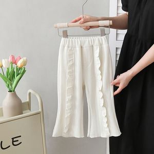 Pantaloni da ragazza Autunno Nuovo Stile 2023 <span class=keywords><strong>Leggings</strong></span> in cotone con rivestimento in PU stile coreano con volant e leggero svasamento - Product Image 4