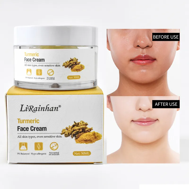 Crème pour le visage végétalienne Anti-rides nourrissante, marque privée, hydratant, Turmeric, blanchissant, crème pour le visage à base de plantes