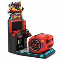Machine de jeu d'arcade simulateur de course avec cockpit, à monnayeur, à vibrations dynamiques, avec éclairage clignotant et carte SD