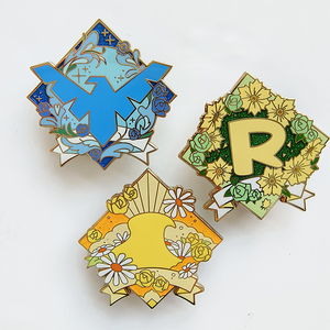 도매 금속 핀 하이 퀄리티 사용자 정의 금속 반짝이 스테인드 글라스 하드 에나멜 핀 사용자 정의 에나멜 핀 - Product Image 6