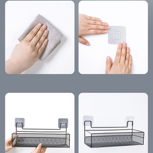 Estantería autoadhesiva para baño, estante organizador, estante de almacenamiento colgante de hierro para inodoro, cesta colgante de almacenamiento de malla grande - Product Image 5