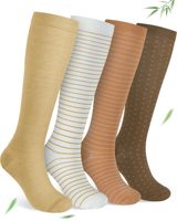 Chaussettes de compression en bambou antimicrobiennes de haute qualité, 15-20 mmHg, hauteur genou, sans couture, pour la course à pied, médicales, favorisant la circulation
