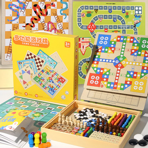 Mini <span class=keywords><strong>Gioco</strong></span> Educativo di Puzzle in Legno, <span class=keywords><strong>Gioco</strong></span> di <span class=keywords><strong>Dama</strong></span> in Bambù, Blocchi da Costruzione Multifunzionali per Bambini - Product Image 2