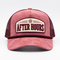 Casquette Trucker Vintage Rose en Daim et Maille, 5 Panneaux, Style A-Frame avec Corde, pour l'Automne, du Fabricant BSCI, avec Logo Brodé Personnalisé