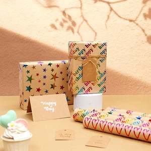 Vente en gros de papier d'art jetable 80g Holo d'estampage à chaud pour anniversaire 43*300cm rouleau de papier d'emballage d'emballage pour cadeau de luxe personnalisé - Product Image 1