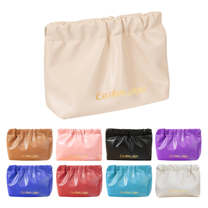 Nouvelle mode de trousse de maquillage avec logo personnalisé sac de rouge à lèvres froissé marron trousse de maquillage en cuir PU - Product Image 3