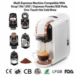 <span class=keywords><strong>Cafetera</strong></span> Eléctrica Automática de un Toque para Café Caliente/Frío, 19 Bares de Presión, Compatible con Cápsulas K-Cup, NS Pod, DG Pod, Café Molido y ESE - Product Image 1