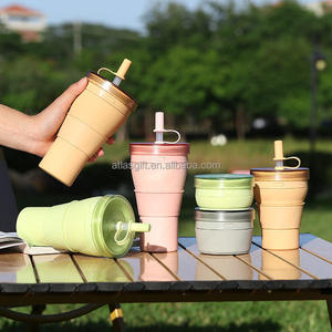 Tasses à café en silicone personnalisables, mignonnes et créatives, en caoutchouc souple, bouteille d'eau pliable pour le sport, isotherme grande capacité pour boissons chaudes/froides - Product Image 1