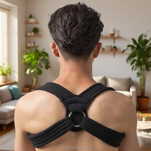 Attelle de soutien claviculaire durable en forme de 8, ceinture de fixation claviculaire réglable avec anneau métallique pour la correction de la posture du haut du dos - Product Image 1