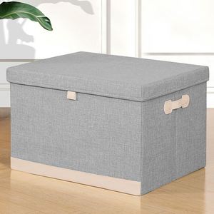 Lightweight Cotton Linen Closet Storage Bins Clothes Storage <b>Box</b> with Lid - Product Image 6