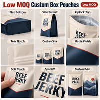 Sacs d'emballage personnalisés à fond plat pour bœuf séché, pochettes imprimées pour marques de snacks à base de viande séchée