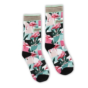 XIANGHUI <span class=keywords><strong>donna</strong></span> <span class=keywords><strong>donna</strong></span> nero novità fiore Design cotone punta <span class=keywords><strong>senza</strong></span> <span class=keywords><strong>cuciture</strong></span> calzini divertenti - Product Image 2