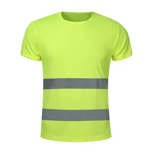 Fluorescent Birds Eye Fabric Mesh Yellow T-shirt Reflective Polo Clothing Safety T Shirt Vest