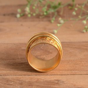 Handmade Brass 14K Gold Plated Modern Flower Textured Meditation Worry Ring with Bezel Setting for Stress Relief Fidget Spinner - Product Image 3