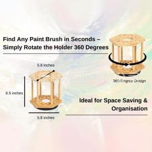 ที่วางแปรงทาสีไม้ไผ่แบบหมุนได้สำหรับศิลปินขนาดเล็ก - Product Image 4