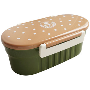 Lonchera Bento de una sola capa, de plástico, con diseño de puntos, de 501-800 ml, apta para microondas, para estudiantes - Product Image 1