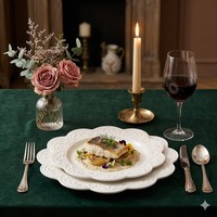 Service de vaisselle en céramique blanche style shabby chic, assiettes en porcelaine à motifs floraux en relief, ensemble de 4 assiettes à dessert, vaisselle de cuisine
