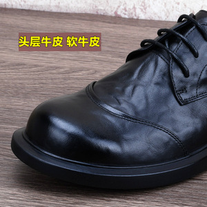 Chaussures habillées en cuir véritable pour hommes, collection Printemps 2026, en cuir pleine fleur de vache, respirantes, anti-odeur, gaufrées et faites à la main - Product Image 4