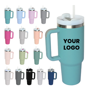 Gobelet isotherme à double paroi en acier inoxydable de 40 oz, le plus vendu, avec poignée et paille, sans BPA, idéal pour les voyages - Product Image 1
