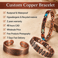 Joyería Magnética de Cobre Puro, Joyería de Terapia Magnética, Brazalete de Cadena de Triple Hilera Vintage para Venta al por Mayor y Suministro de Marca Personalizada