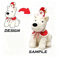 Jouet en peluche chien Westie de Noël mignon avec rembourrage en coton PP super doux, design brodé anti-stress