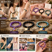Bracelet élastique simple en pierre naturelle améthyste de 10 mm, fait main, bijoux polyvalents pour couple, vente en gros