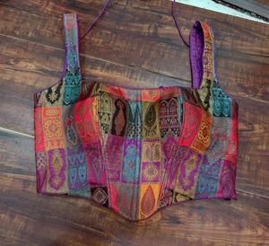 Blusa Bustier de Brocado Banarasi Multicolor Premium para Novias y Eventos Festivos - Product Image 1