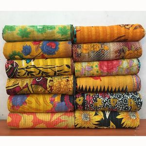 Wholesale Handmade <b>Indian</b> Kantha <b>Quilt</b> Printed Cotton Traditional Home Decor All-Season Bedcover 100% Cotton Quilting Style - Product Image 1